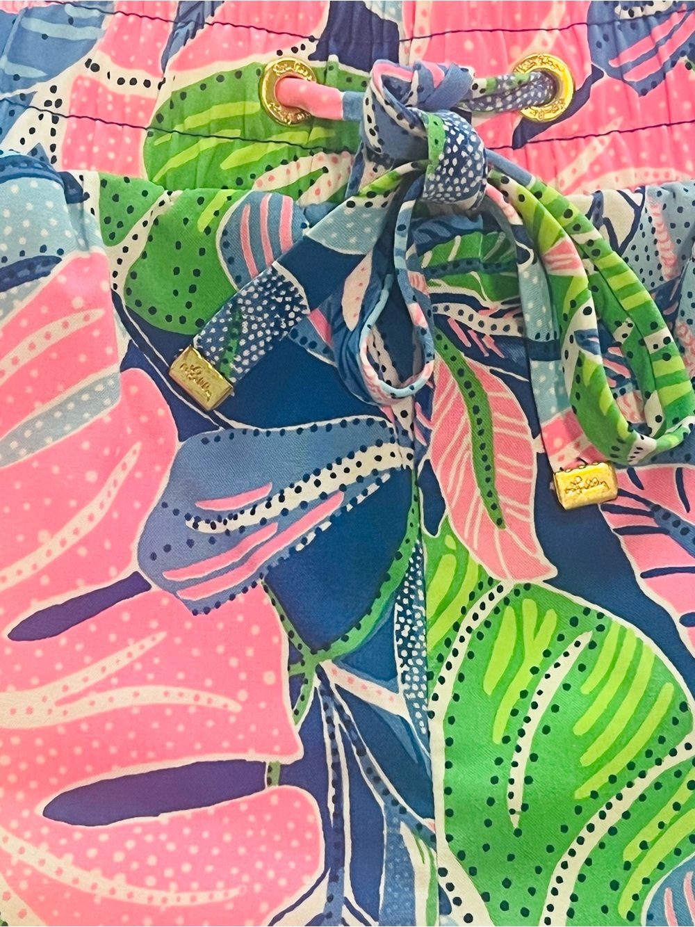 Lilly Pulitzer Tropical Leaf Print Shorts - Pink, Blue & Green